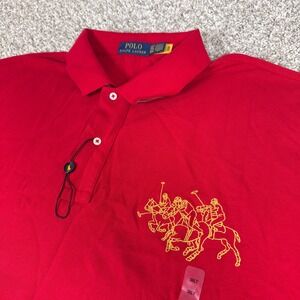 Ralph Lauren Polo Shirt Mens 3XLT‎ Red Triple Pony Lunar New Year Tall Preppy